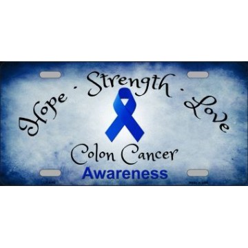 Colon Cancer Ribbon Metal License Plate